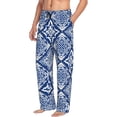 thumbnail image 2 of Easygdp Stylized Flowers Vintage Boho Men's Pajama Pant, Sleep Elastic Waistband Lounge Pants - X-Large, 2 of 9