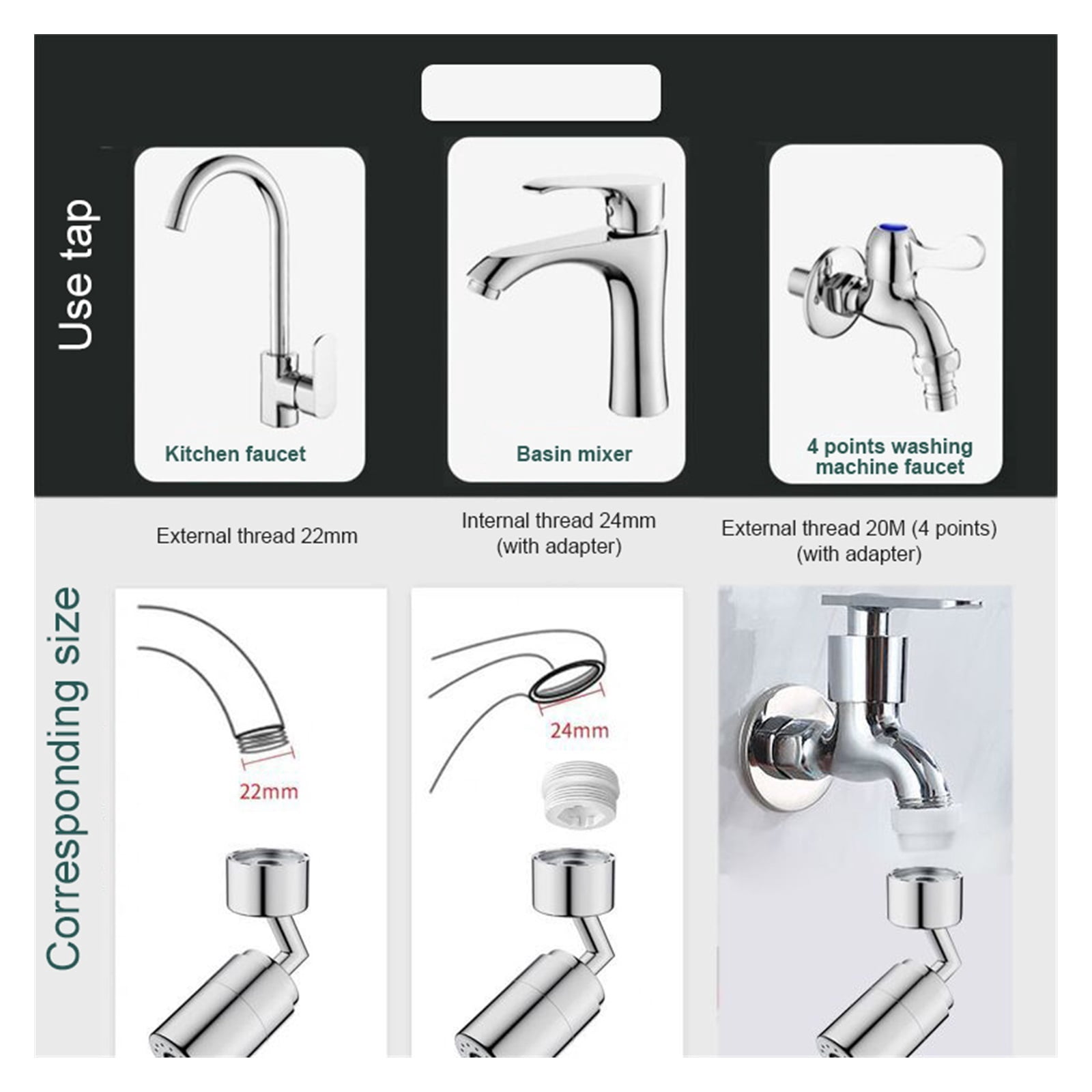 Universal 1080° Rotatable Faucet Aerator Extender Lifting Splash Filter Faucets Bubbler Nozzle Robotic Arm For Kitchen Bathroom ,Water Saving