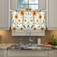 thumbnail image 2 of Yayeee Kitchen Curtains Tier Pair Light Filtering 27"x36" Rod Pocket Short Cafe Window Panel, Sunflowers and Leaves Pattern, 2 of 7