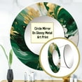 thumbnail image 3 of Designart "Serene Cascade in Green and Gold II" Abstract Rund Mirror For Wall Decor - Large Green Round Printed Mirror - Contemporary Round Mirror 36" x 36" Inch, 3 of 5