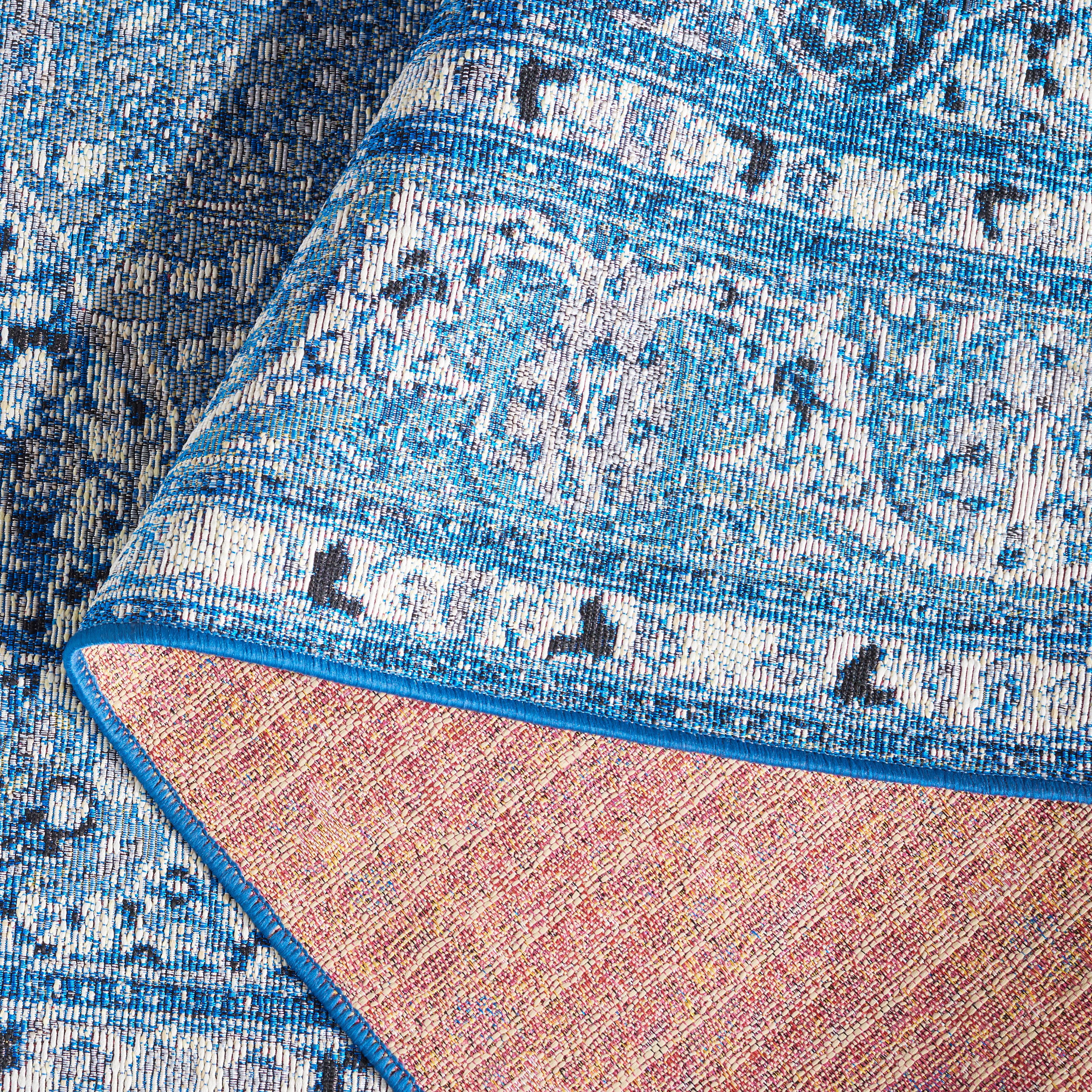 SAFAVIEH Barbados Paolo Traditional Indoor/Outdoor Area Rug, Blue/Ivory, 4' x 6'
