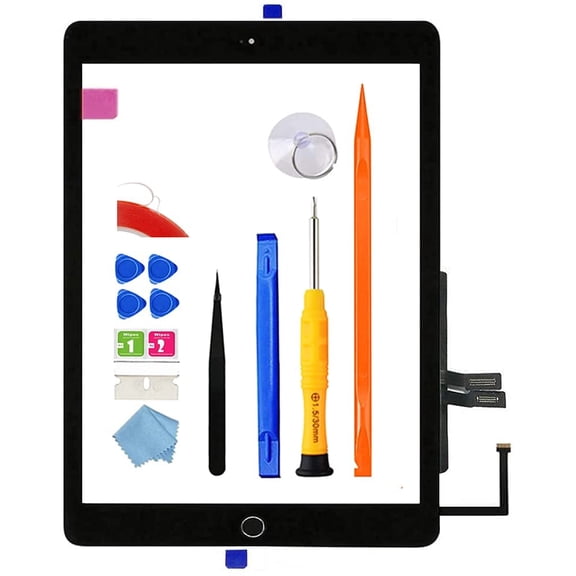 A1893 A1954 Screen Replacement Kit for iPad 6 (6th Gen) Digitizer Touch Glass 6th Generation 9.7 inch 2018 with Home Button Full Repair Tools(Black)