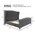 thumbnail image 3 of VANACC King Size Bed Frame, Velvet Upholstered Bed with Deep Button Tufted Wingback Headboard，Grey, 3 of 8