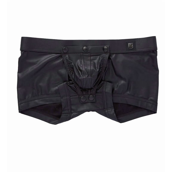 Men's Gregg Homme 152615 Crave Faux Leather Boxer with Detachable Pouch (Black L)