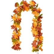 2 Pack Fall Maple Garland, 5.9ft Artificial Fall Foliage Garland Colorful Autumn Decor for Thanksgiving Christmas Home Wedding Party Decorations