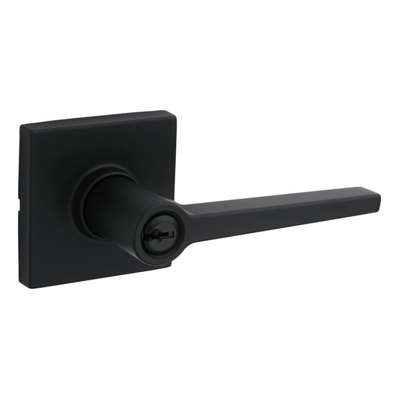 Kwikset Safelock SL6000DALSQT-514 Daylon Lever with Square Rose Push Button Entry Lock with RCAL Latch and RCS Strike Iron Black Finish
