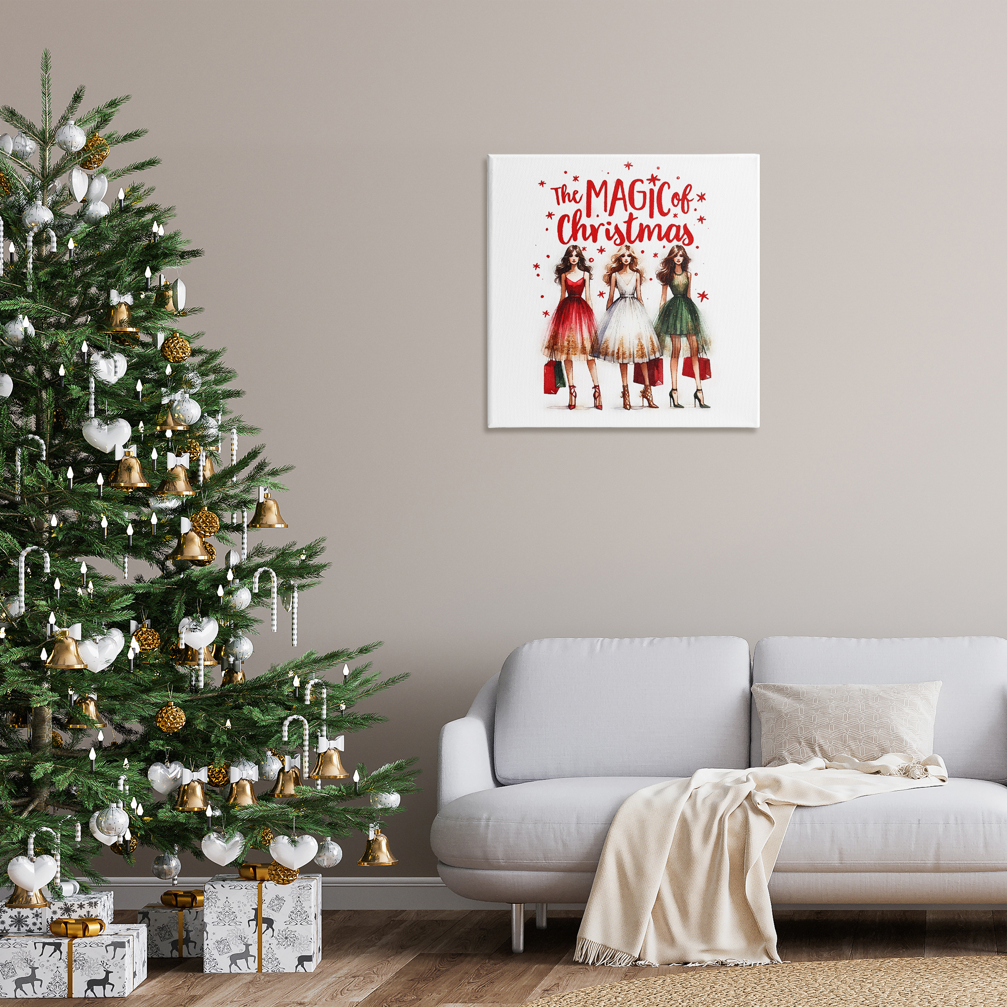 Stupell Industries Glam Magic Of Christmas Holiday Painting Gallery Wrapped Canvas Art Prints Wall Art, 30 x 30