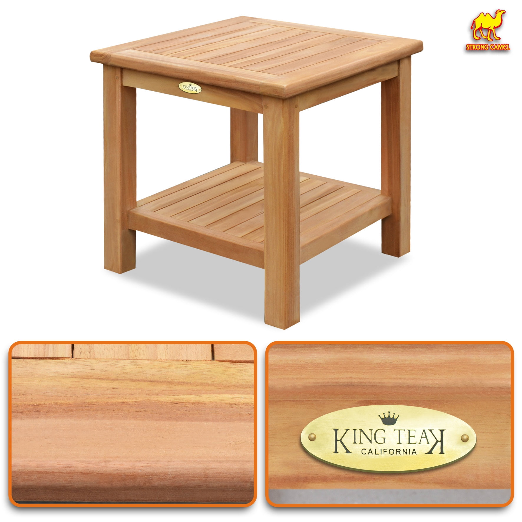 Teak Wood Side Table with Shelf
