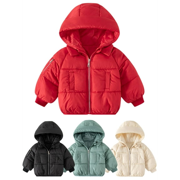 BULLPIANO 1-6T Boys Girls Winter Fleece Jackets Snowsuit Coats Hoods Windproof Warm Padded Puffer Outerwear