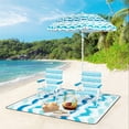 thumbnail image 4 of Costway 4 PCS Beach Umbrella Set with 2 Foldable Chairs & Picnic Blanket, Tilt Mechanism Blue, 4 of 10
