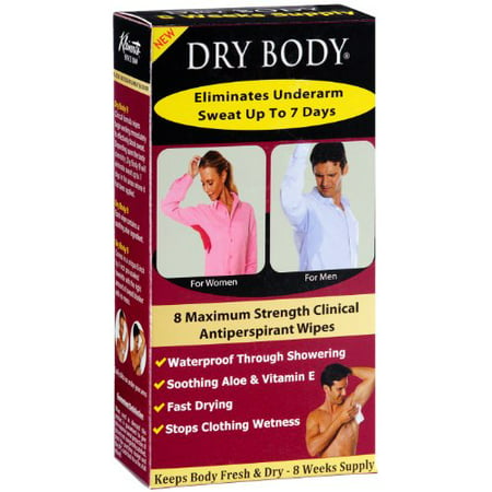Kleinerts Dry Body For Underarms Extra Strength Clinical Antiperspirant Wipes. Stop Underarm Sweating & Odor Up To 7 Days. (8 Wipes) 2 Months Supply. Extra Aloes & Vitamin E For No (Best 7 Day Workout)