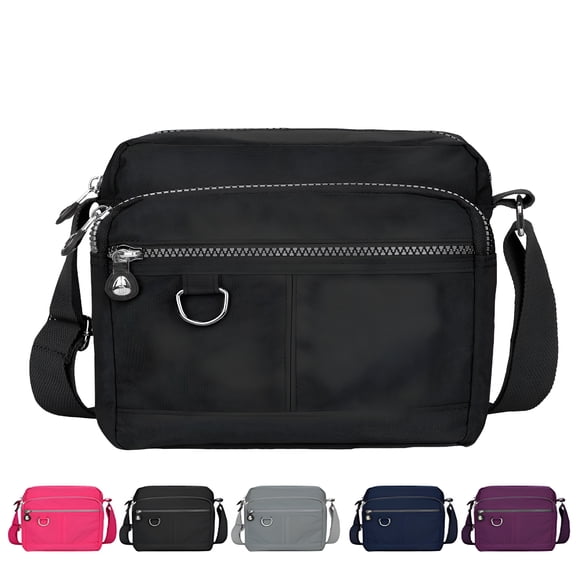 AOMRCOL Casual Nylon Purse Handbag Crossbody Bag Waterproof Shoulder Bag with Zipper Pockets for Women Crossbody Bag Women (Black)