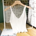 thumbnail image 5 of OOKWE Women Sexy Sleeveless Crop Tank Top Ribbed Knitted Spaghetti Strap Camisole Deep V-Neck Solid Color Basic Elastic Slim Sling Vest, 5 of 18