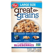Post Great Grains Blueberry Morning Cereal, Non-GMO, Heart Healthy, Whole Grain, Crunchy 13.5 oz Box