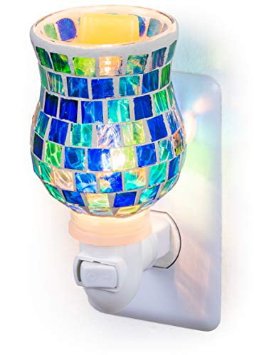 Dawhud Direct Mosaic Glass Plug-in Fragrance Wax Melt Warmers Ocean Blue for sale online 