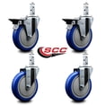 thumbnail image 2 of 5 Inch Blue Polyurethane Wheel Swivel 7/8 Inch Square Stem Caster Set 2 Brakes, 2 of 2