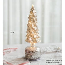 Hometravel Rotating Christmas Tree Ornament, Light-Up Glass Tabletop Decor, Spinning Crystal Holiday Display for Home
