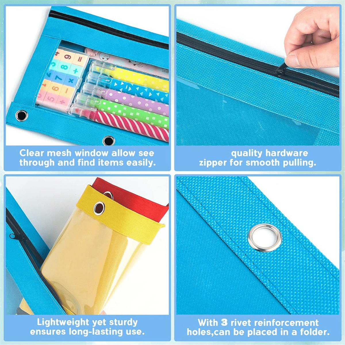 Pencil Pouch for 3 Ring Binders, 30 Bulk Pencil Pouches
