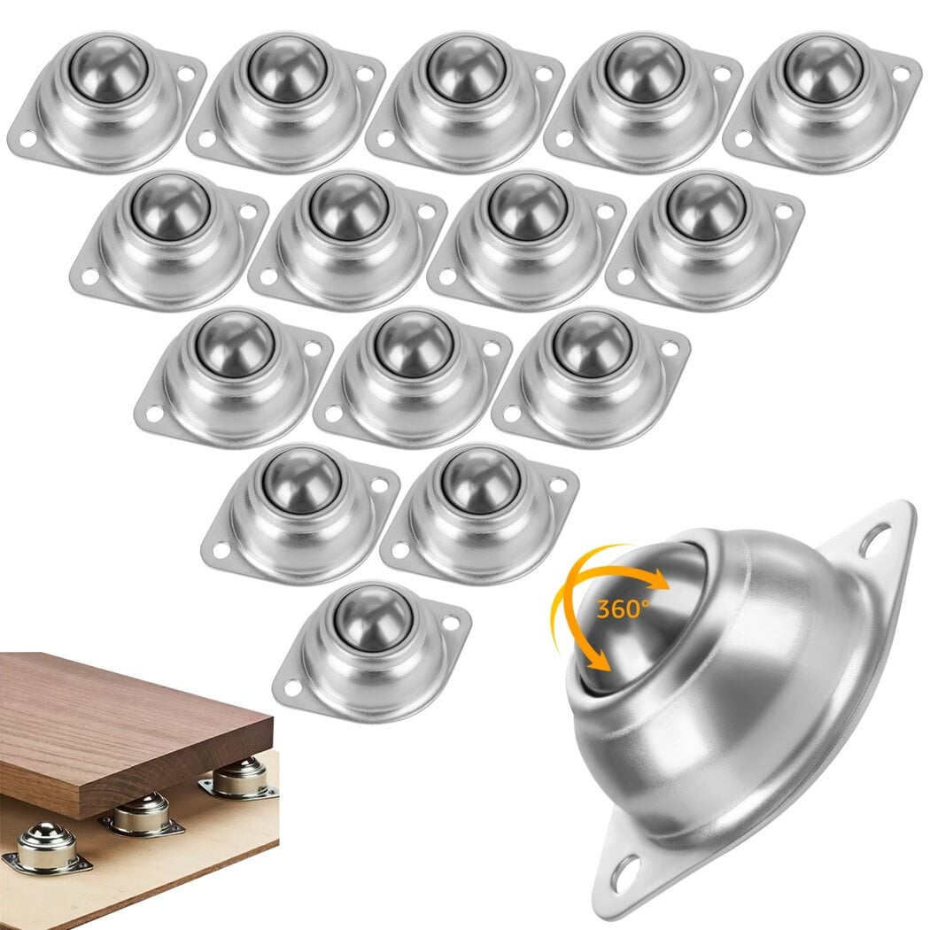 HEMOTON 10pcs Universal Rotation Ball Casters Carbon Steel Ball Transfer Unit Flange Mounted Ball Transfer Furniture Transfer Bearings Roller Stand B - View #3