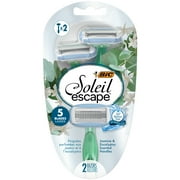 BIC Soleil Escape Women's Disposable Razors With 5 Blades and Jasmine & Eucalyptus Scented Handles, 2 Count