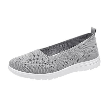 QYZEU Women Running Shoes Slippers with Heel Women s Spring and Summer Fashion Mesh Breathable Casual Shoes Solid Color Shoes Tan Sandals Women Heels Grey 40