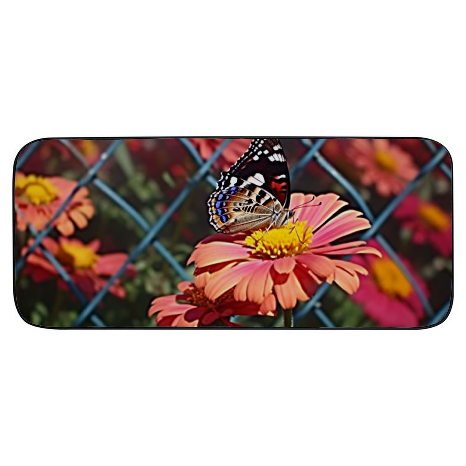 PHYHOO Decorative Door Mat, Door Mat with Non-Slip Rubber Backing, Easy Cleaning, Traps Dirt, Rug for Entry, Patio, Garage - Zinnia Garden Flowers Fair Admiral Butterfly Garden 19.68*47.24 in