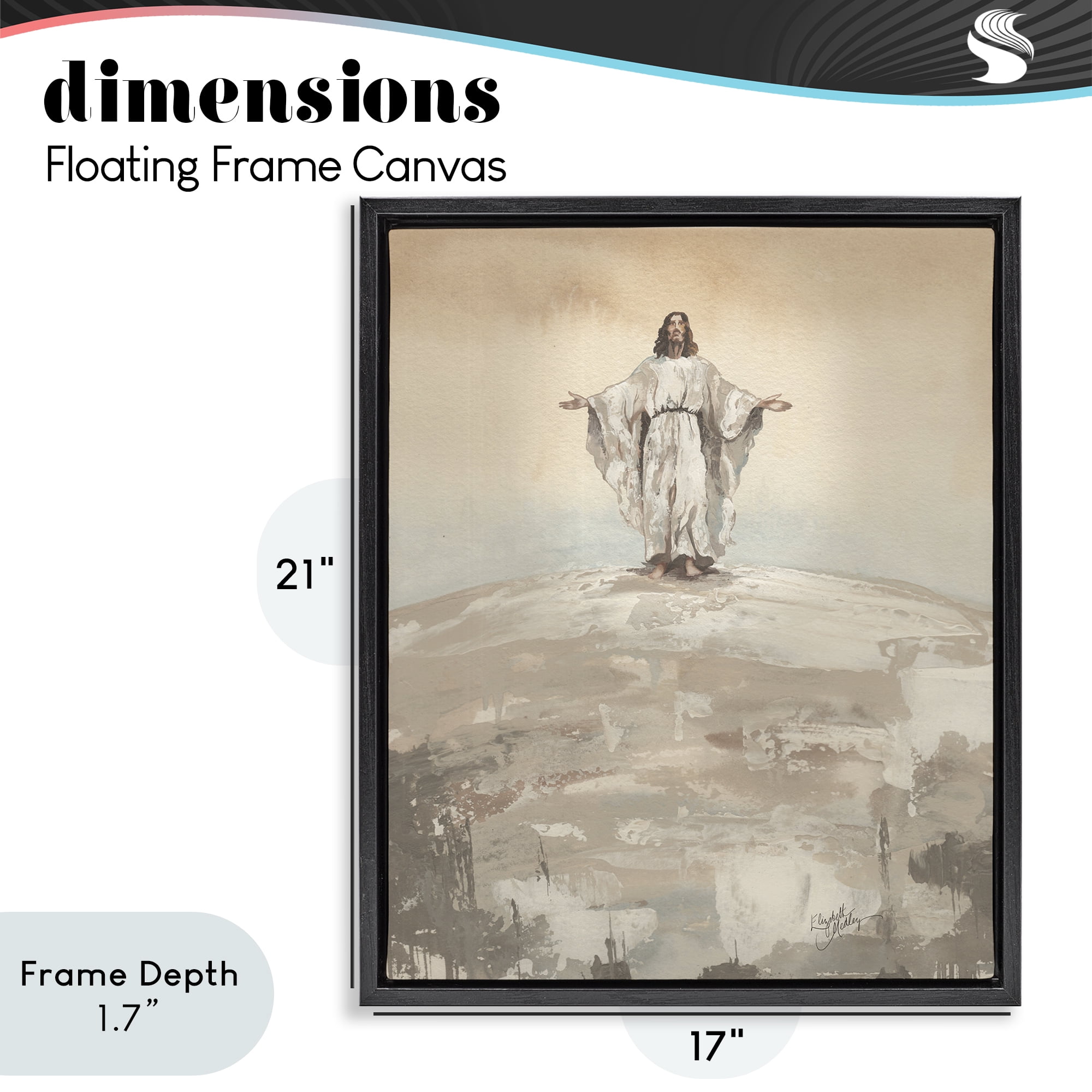 Stupell Industries Jesus on Hill Black Framed Floater Canvas Wall Art, design by Elizabeth Medley
