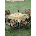thumbnail image 4 of Outdoor Tablecloth with Umbrella Hole for Patio/Picnic/Party/Camping, Summer Fruit Waterproof Table Cloth Square Cover Washable, Spring Botanical Lemon Peach Rustic (60"x 60"), 4 of 8