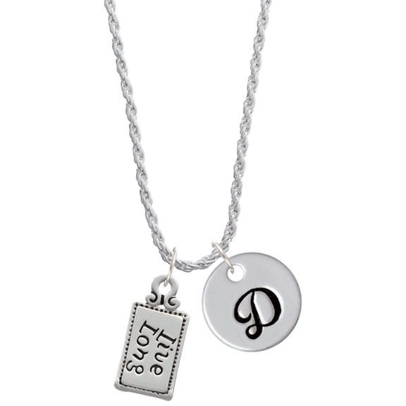 Delight Jewelry Silvertone Live Long Silvertone Script Initial Disc - D - Charm Necklace, 20"+3"