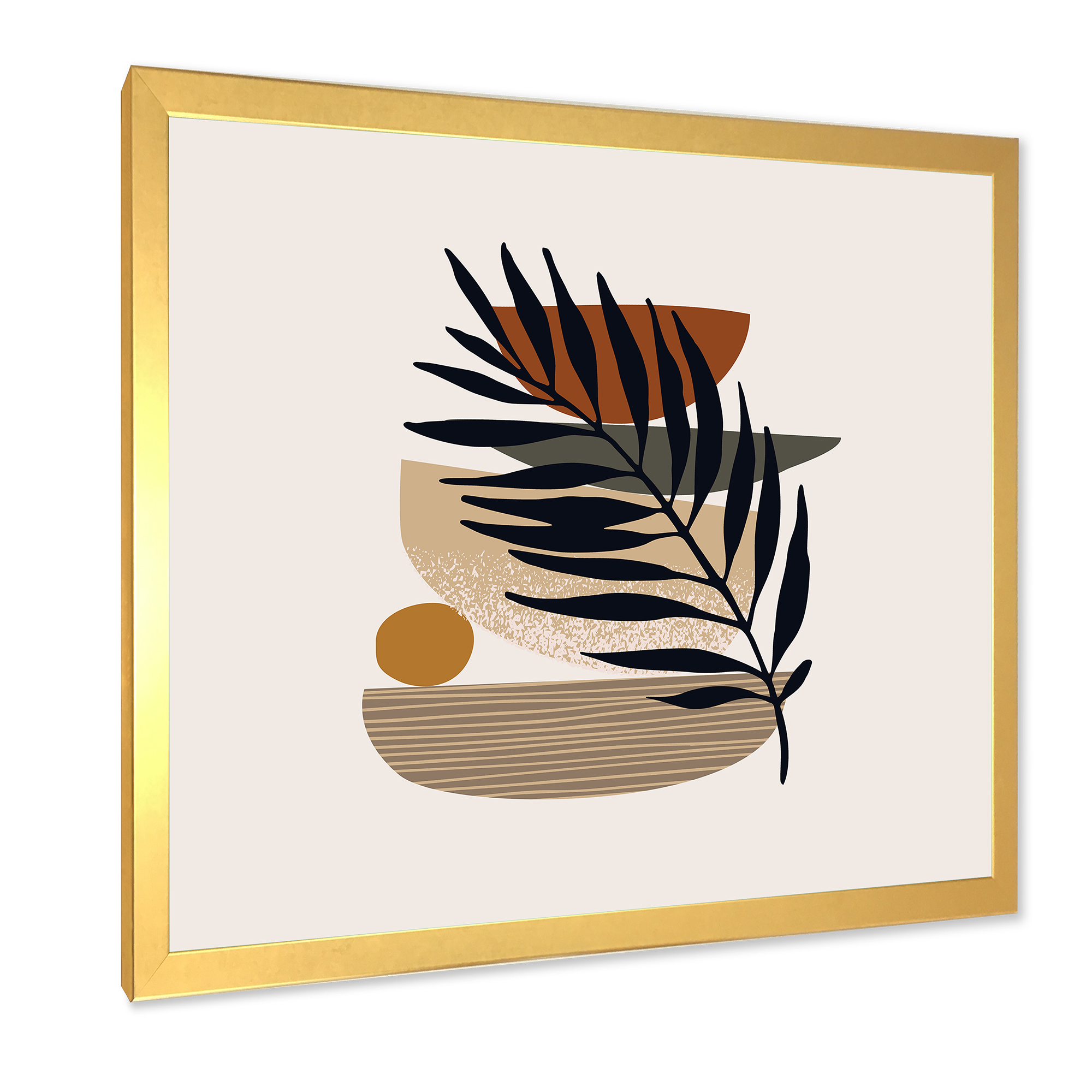 Designart 'Shapes and Tropical Leaf Silhouettes IV' Modern Framed Art Print