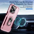 thumbnail image 3 of for iPhone 11 Pro Case, Slim Fit Military Grade Drop Tested Dual Layer Shockproof Case with 360 Ring Holder Kickstand Protective Rugged Car Magnetic Non-Slip Phone Case,Pink+Rose, 3 of 11