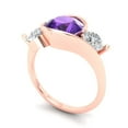 thumbnail image 2 of Three-Stone Engagement Ring for Women - 3.5ct Natural Amethyst in 18K Rose Gold Promise Ring, 2 of 6