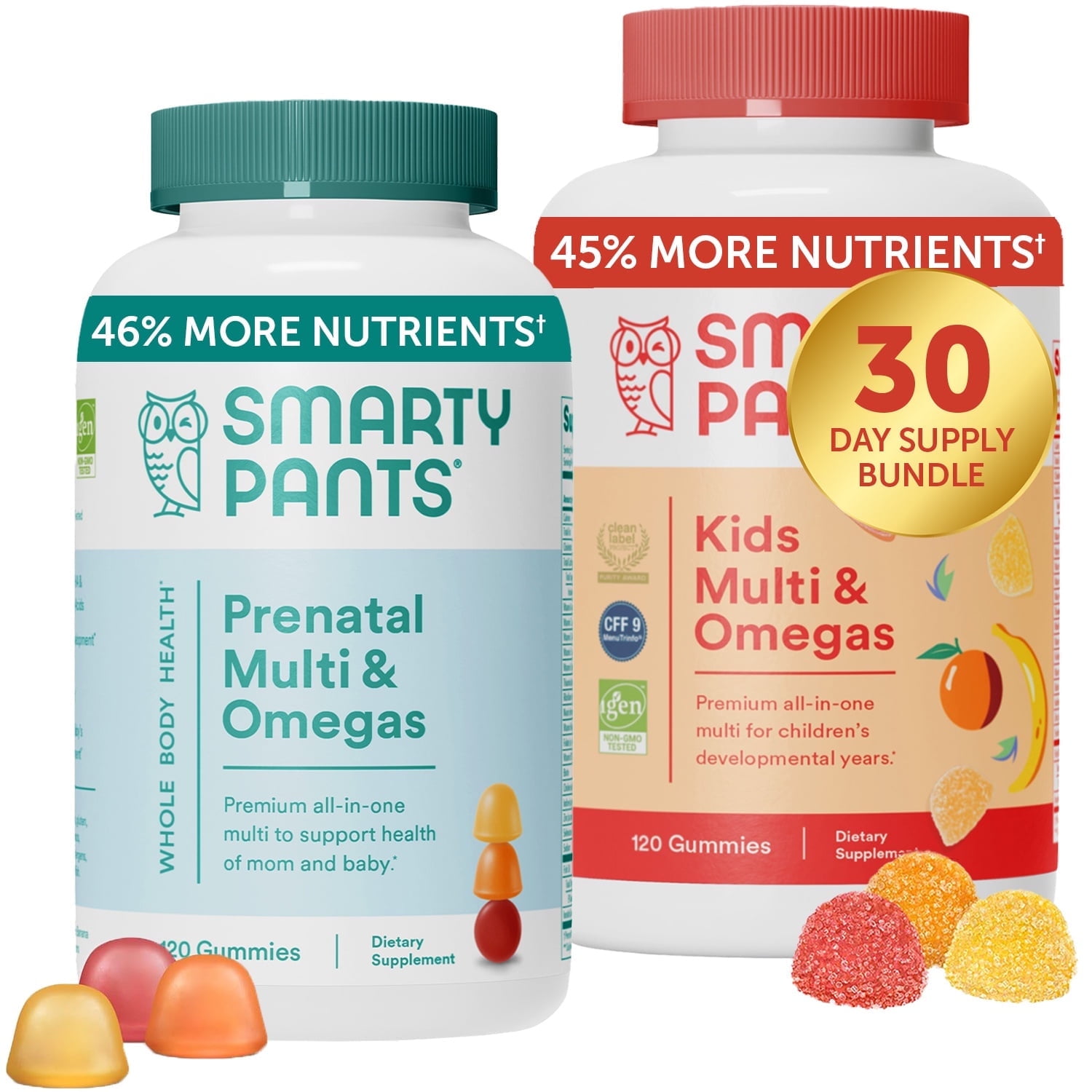 SmartyPants Prenatal Gummies & Kids Multivitamin Bundle, 30 Day Supply
