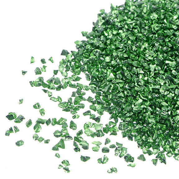 Uxcell 20g Crushed Glass Chips, 1-3mm Irregular Metallic Sequins Glass Stone Lawn Green
