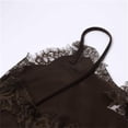 thumbnail image 6 of Women's Deep V Neck Tops Spaghetti Strap Satin Lace Trim Tank Top Asymmetrical Hem Silky Coquette Style Daily Going Out Summer Camisole, #02 Brown, S, 6 of 7