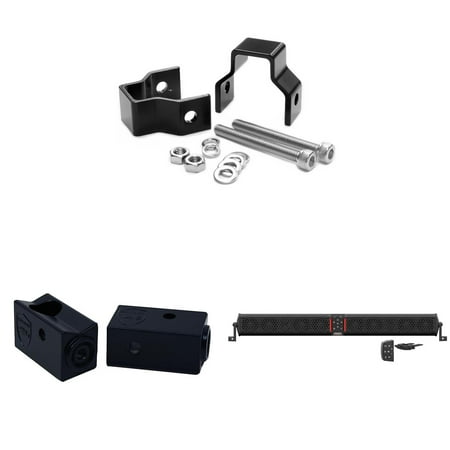 Wet Sounds STEALTH-XT-12-B STEALTH XT 12 Speaker All-In-One Amplified Bluetooth Soundbar With Remote – Black with Slider Brackets and .75" Square Clamps