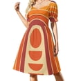 thumbnail image 1 of Vestido de manga corta con diseño de arco ascendente geométrico retro 622, vestidos de fiesta para mujer, vestidos para eventos especiales., 1 of 7