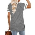 thumbnail image 4 of TEMOFON Summer Tops for Women Casual Color block Sleeve T Shirts Side Split Pullover Tops Light Gray Tees, 4 of 5