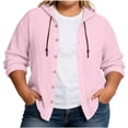 thumbnail image 1 of Camiseta con Capucha de Vendaje de Color Sólido con Botones de Manga Larga de las Mujeres, Camisetas de Manga Larga de las Mujeres de Moda Primavera Otoño Uso Diario, 1 of 9