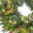 thumbnail image 4 of 24 Inch Christmas Wreath, Outdoor Christmas Wreath with Red Artificial Poinsettia Flowers Ball Ornaments Pine Cones Berries for Door Wall Window Fireplace Home Holiday Decorations, 4 of 7