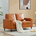 thumbnail image 3 of Veryke Contemporary Home Office Upholstered Loveseat Sofa with Wood Frame in Brown PU Leather, 3 of 7