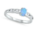 thumbnail image 4 of Oval Blue Simulated Opal Wholesale Vintage Ring .925 Sterling Silver Band White CZ Female Size 9, 4 of 4