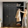 thumbnail image 4 of Polup 86“ H Metal Armoire Wardrobe Closet, Adult Large Wardrobe Cabinets with Hanging Rod, Black, 4 of 9