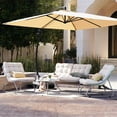 thumbnail image 4 of Grand Patio 4 Pieces Patio Conversation Set with Thick Mesh Sling Cushion and Coffee Table, Beige, 4 of 10