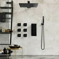 thumbnail image 3 of Matte Black 8"  Rain Shower Faucet Set Kit Thermostatic Massage System Combo, 3 of 16