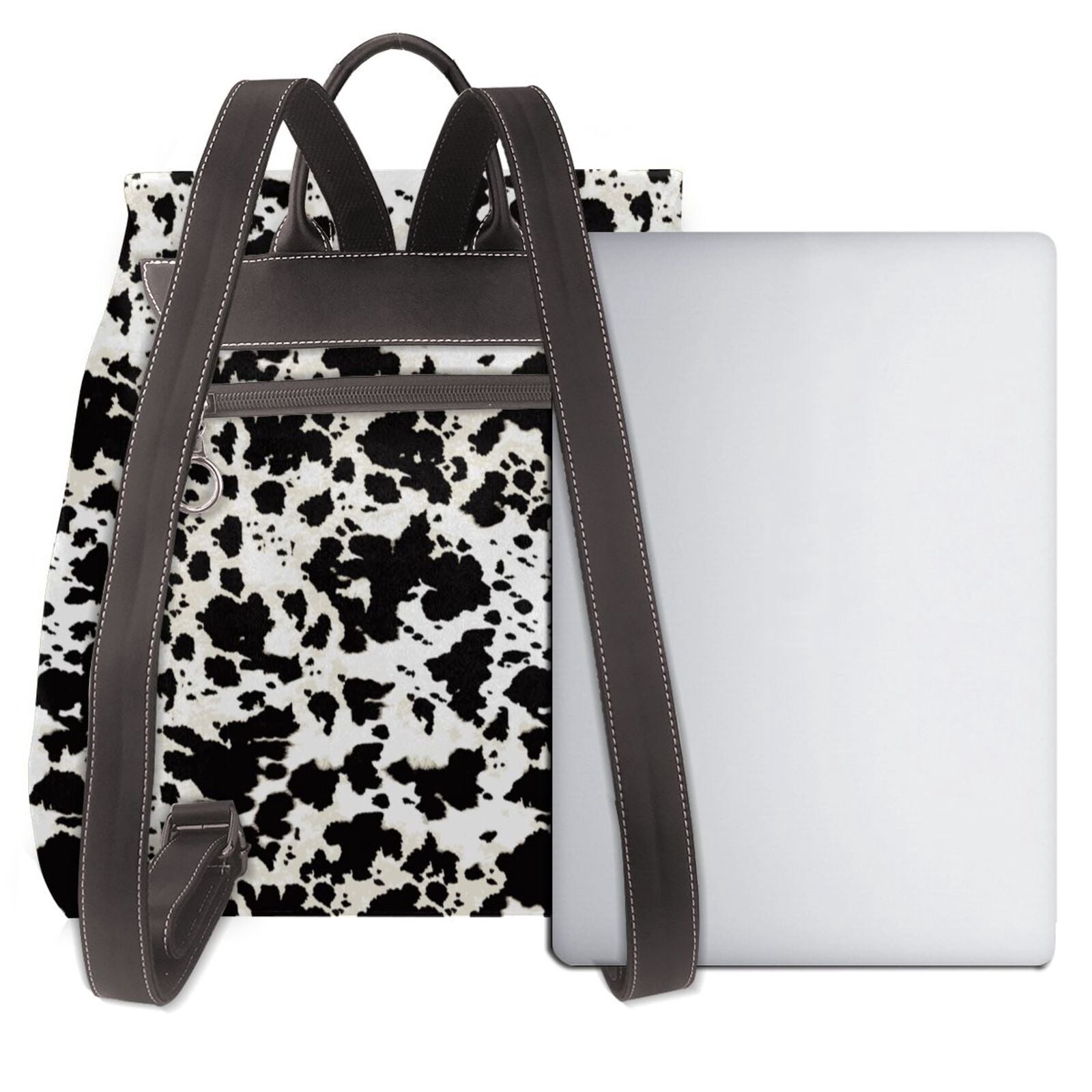 Defioc Cow Skin 1 Print PU Leather Backpack,Backpack Purse for Women Fashion Multipurpose Design Handbag Ladies Bags Travel Backpack