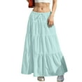 thumbnail image 2 of QATAINLAV Women's Maxi Skirt Summer Boho Flowy Ruffle Swing Skirts Beach A-Line Tiered Long Skirt Vacation Clothes, Light Blue, S, Spring Savings, 2 of 6