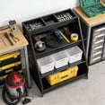 thumbnail image 3 of 4-Tier Heavy-Duty Rolling Tool Storage Cart with Pegboard and Drawer, Garage Organizer for Tools, Equipment & Supplies, Black, 3 of 9
