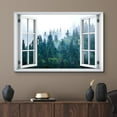 thumbnail image 2 of wall26 Canvas Print Wall Art Window View Aerial Foggy Misty Mountain Forest Trees Wilderness Nature Photography Realism Scenic Landscape Colorful Multicolor for Living Room, Bedroom, Office - 16&quot, 2 of 5