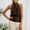 Brown, variant on Women's Silk Satin Tank Tops Halter Draped Front Backless Tops (Brown L)